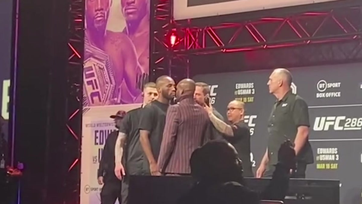 Watch as Leon Edwards and Kamaru Usman face off in London before UFC 286 main event