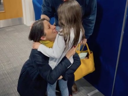 Nazanin Zaghari-Ratcliffe embraces her daughter Gabriella
