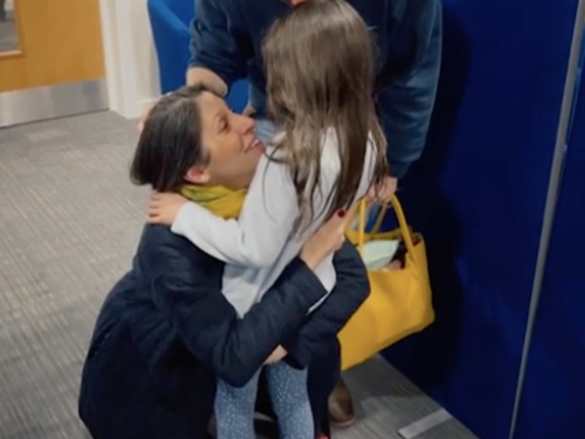 Nazanin Zaghari Radcliffe sobs during reunion with daughter after six years in prison