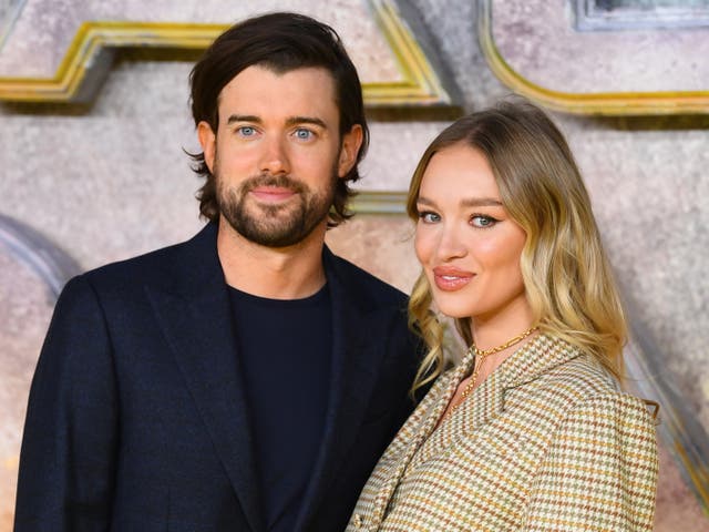 <p>Jack Whitehall and Roxy Horner attend the UK Premiere of "Black Adam" at Cineworld Leicester Square on October 18, 2022</p>