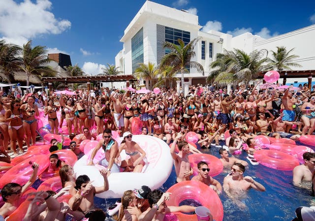 <p>Spring break revellers in Cancun, Mexico, in 2016</p>