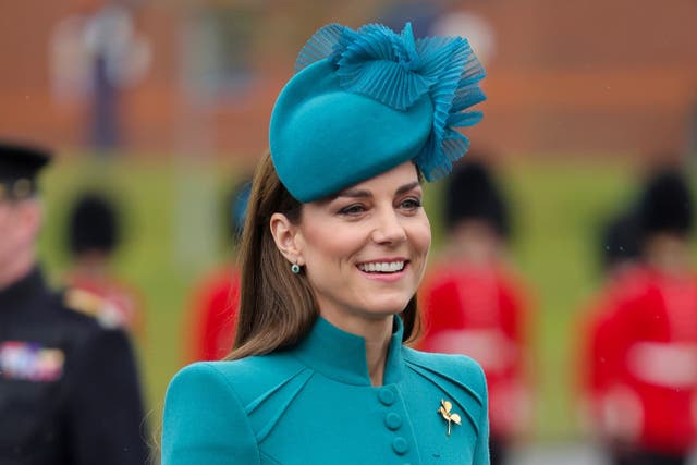 The Princess of Wales hands out shamrocks to the Irish Guards as part of a long-standing royal tradition (Chris Jackson/PA)