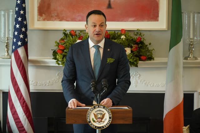 Taoiseach Leo Varadkar speaking during a breakfast meeting hosted by US vice president Kamala Harris at her official residence in Washington DC (Niall Carson/PA)
