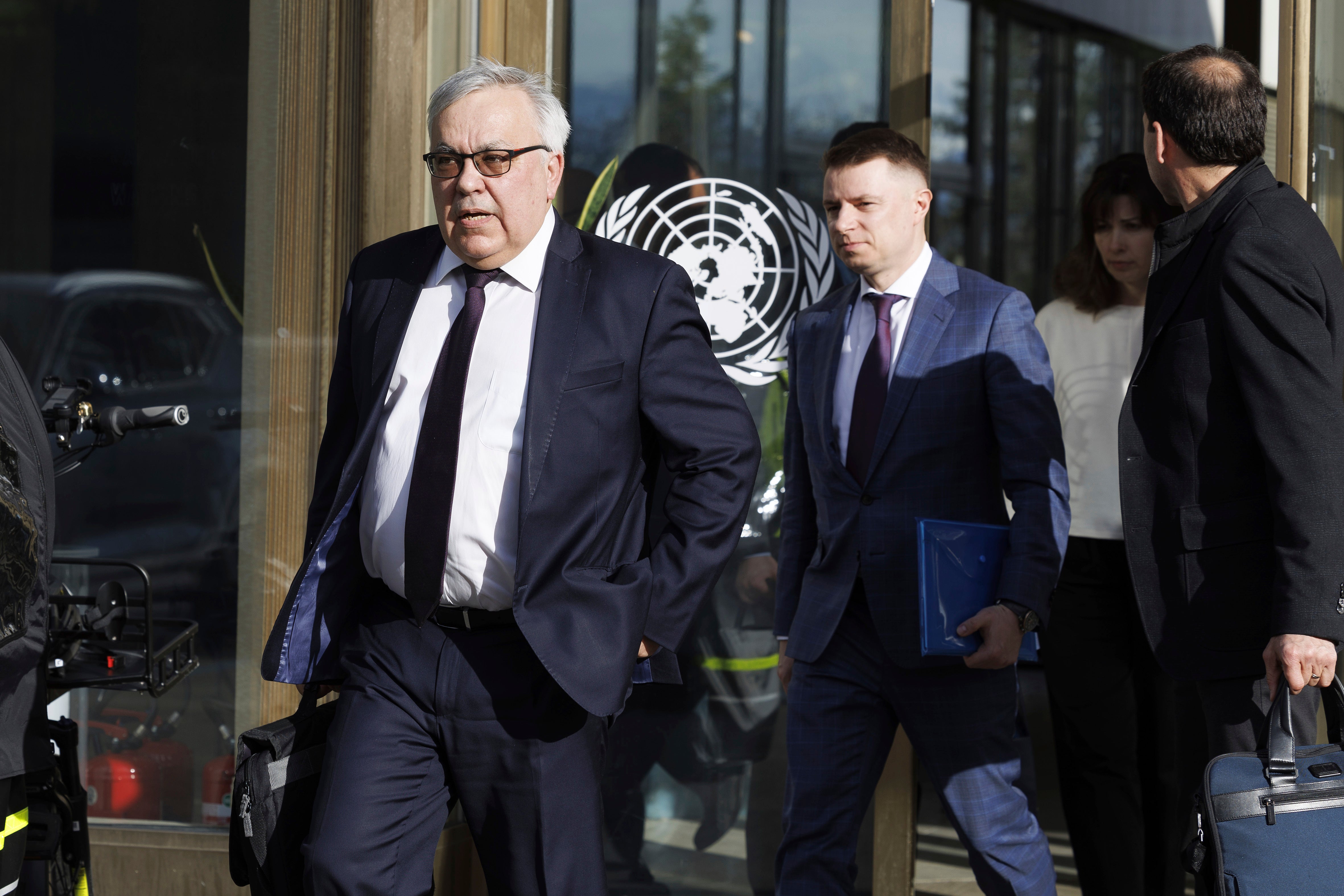 <p>Russia’s deputy foreign minister Sergei Vershinin, left, leaves the UN building after talks on the Black Sea grain deal, at the European headquarters of the United Nations in Geneva</p><p>” height=”3149″ width=”4724″ layout=”responsive” class=”i-amphtml-layout-responsive i-amphtml-layout-size-defined” i-amphtml-layout=”responsive”><i-amphtml-sizer slot=