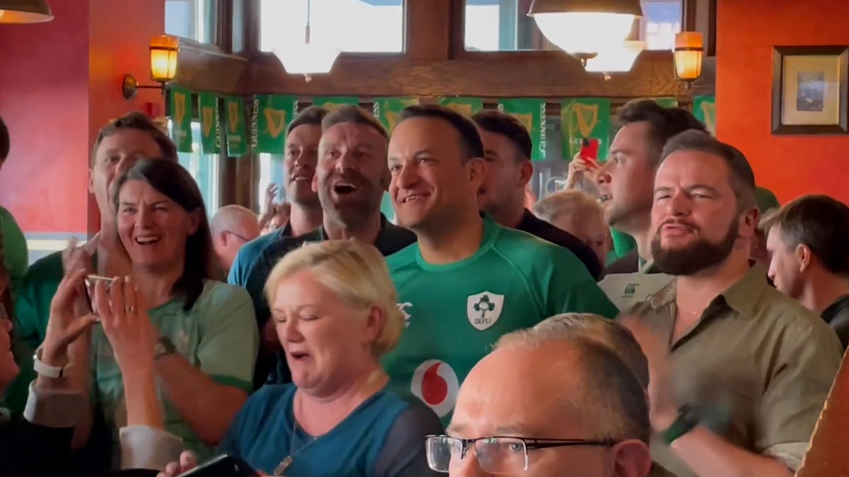 Leo Varadkar celebrates Ireland Six Nations victory in Washington DC Irish pub