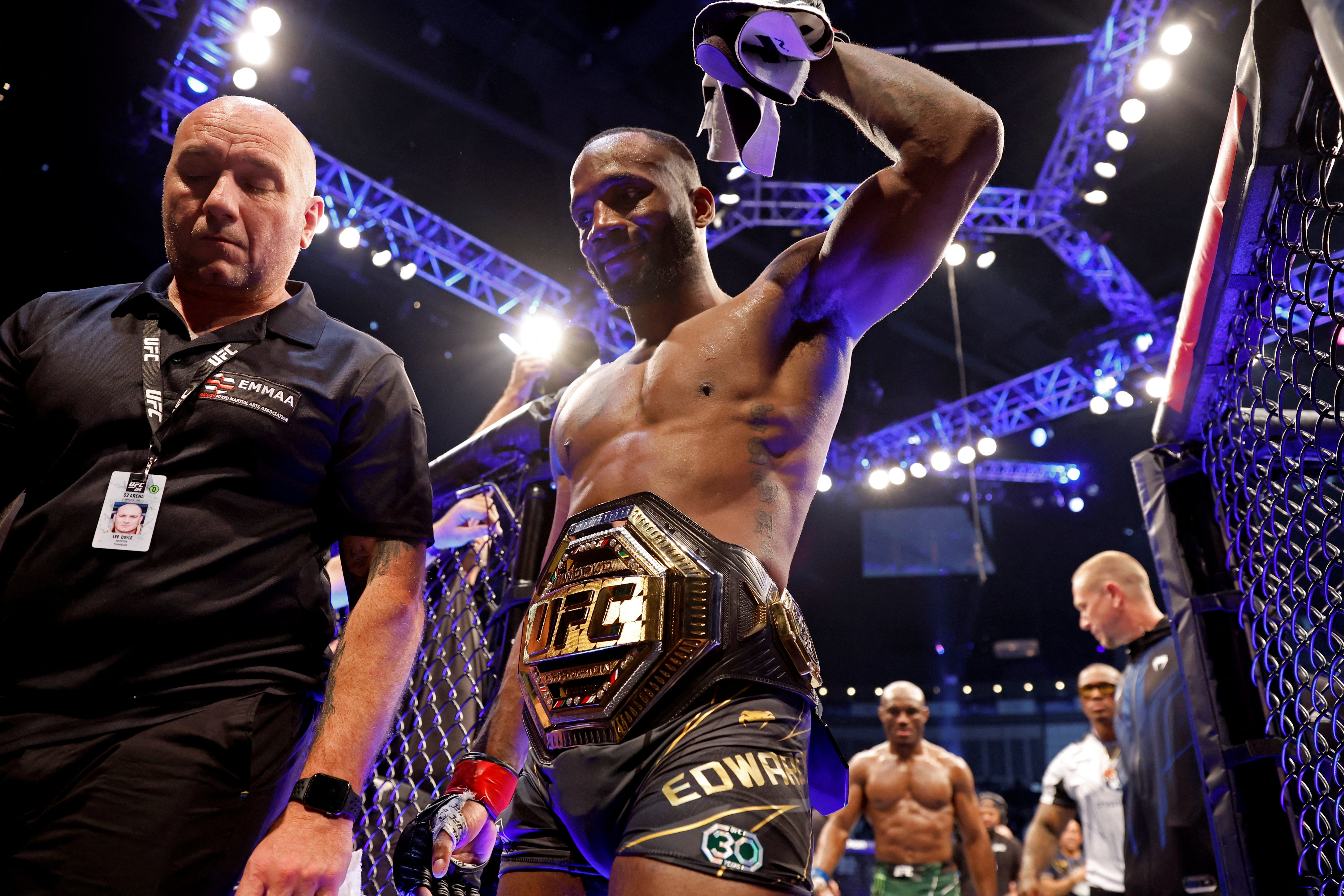 Leon Edwards after retaining the UFC welterweight title against Kamaru Usman in March