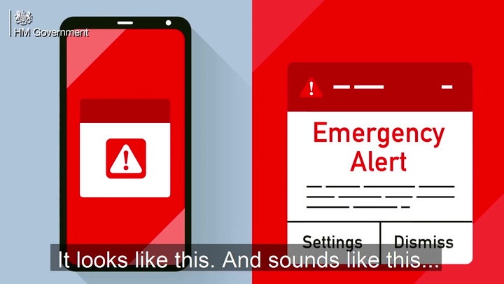 Mobile phone users will receive an emergency alert on the home screen of their device which will vibrate and emit a series of beeps