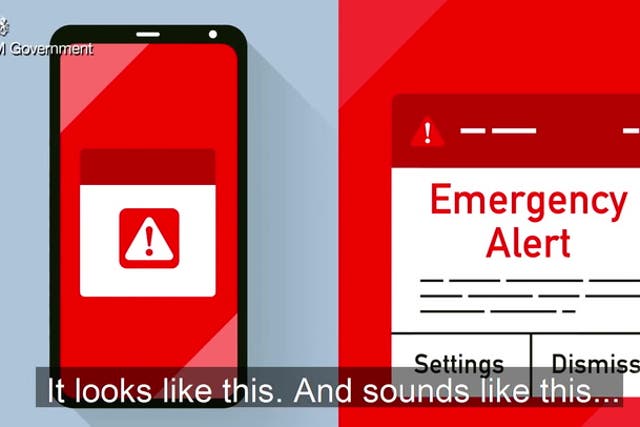 <p>Mobile phone users will receive an emergency alert on the home screen of their device which will vibrate and emit a series of beeps</p>