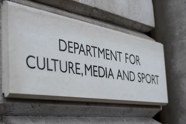 A view of signage for the Department for Culture, Media & Sport in Westminster, London.