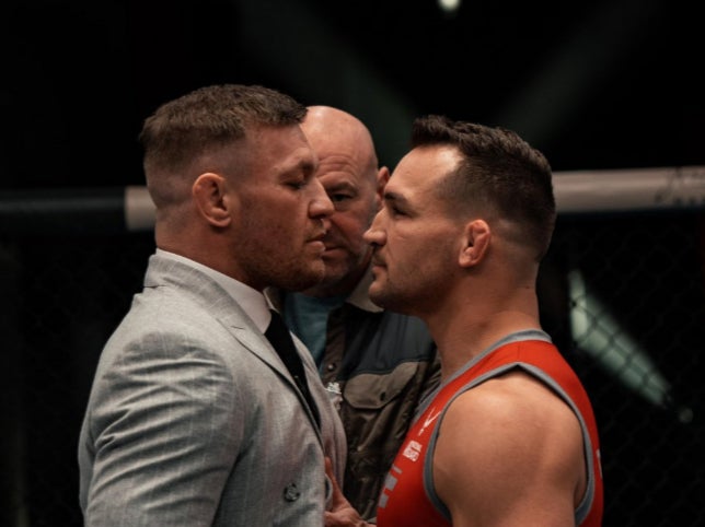 Conor McGregor (left) with Michael Chandler on the set of ‘The Ultimate Fighter'