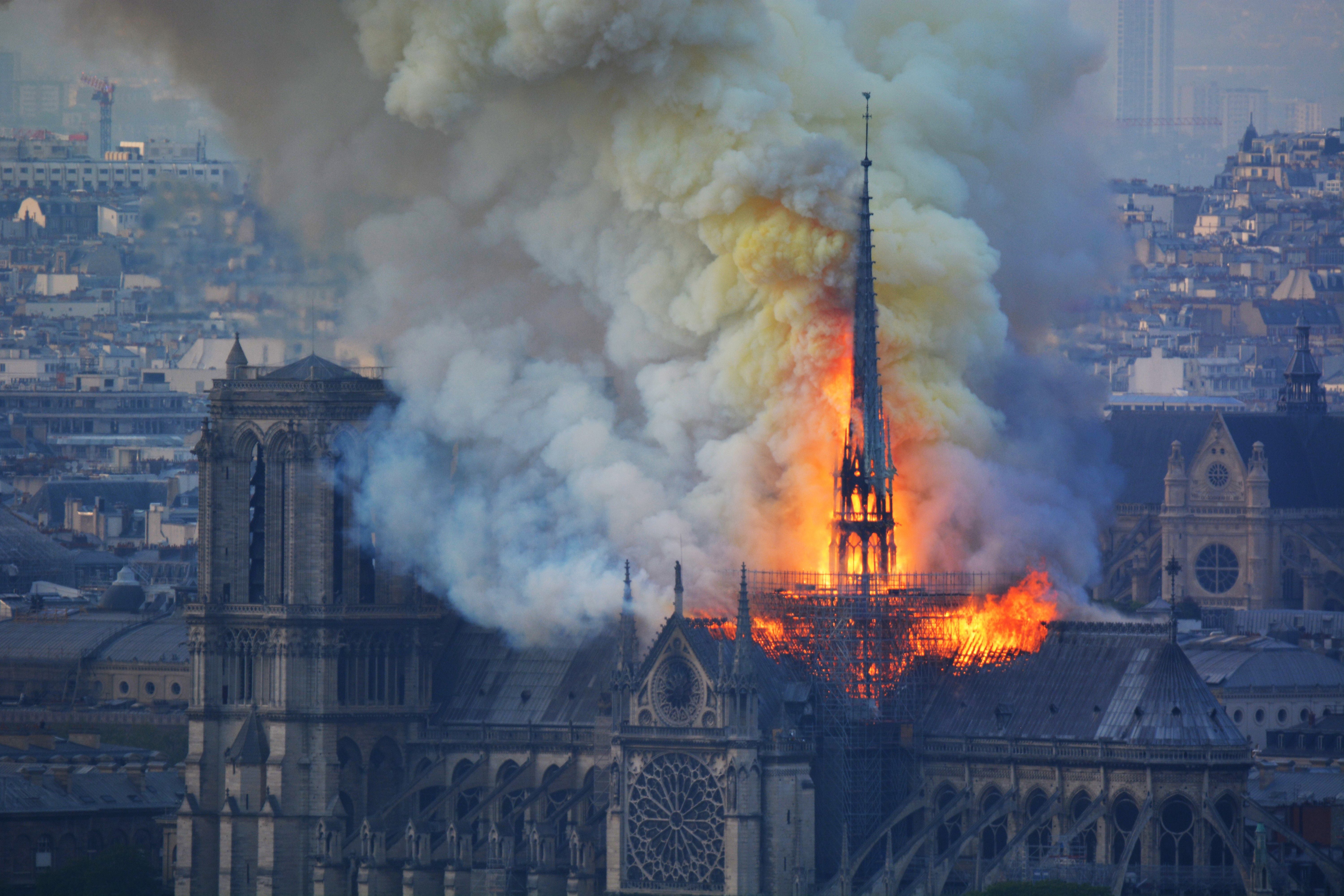 The blaze destroyed large parts of the cathedral