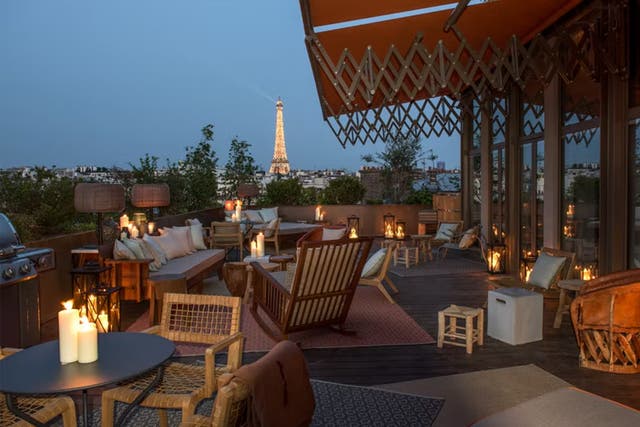 <p>Soak up the superb views of the Eiffel Tower on the rooftop of Brach Paris</p>