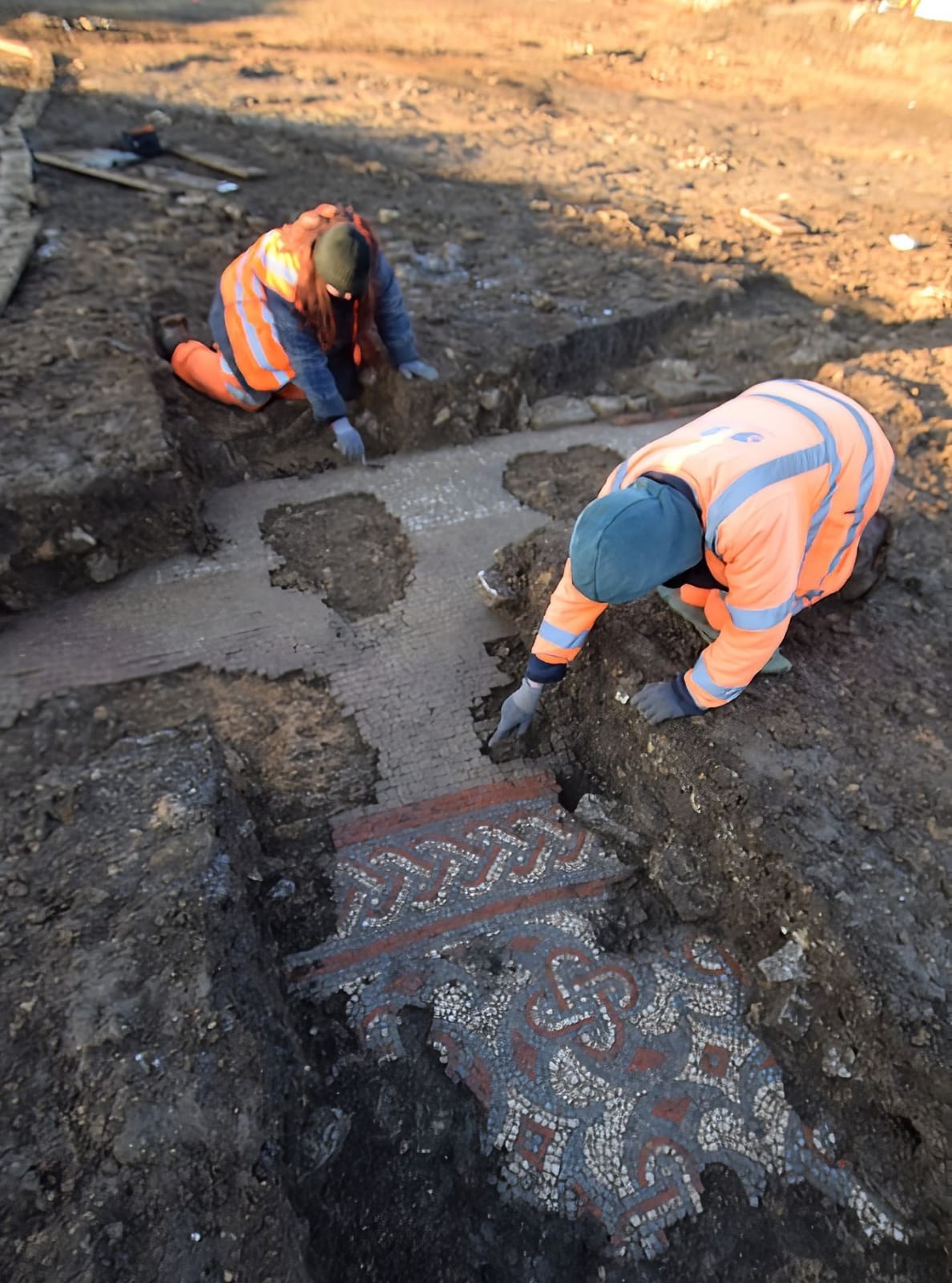 Archeologists uncover Roman mosaics under new Aldi construction site