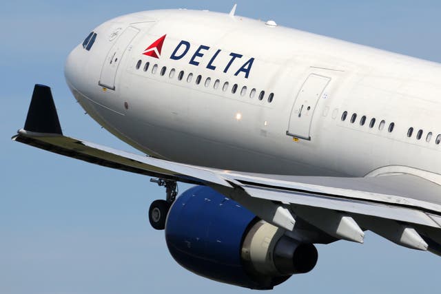 <p>A DeltaAirbus A330 departs Amsterdam</p>