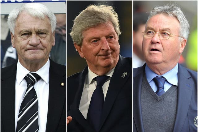 Sir Bobby Robson, Roy Hodgson and Guus Hiddink are among the oldest Premier League managers in history (Nick Potts/Facundo Arrizabalaga/PA)