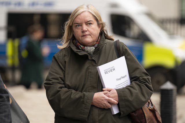 Baroness Louise Casey arriving at Queen Elizabeth II Conference Centre, Westminster, London, for the press briefing of her review into the standards of behaviour and internal culture of the Metropolitan Police Service (Kirsty O’Connor/PA)
