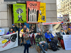 Senior citizens lead climate protest in rocking chairs at major US banks