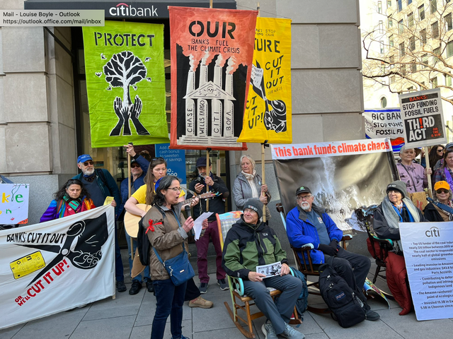 <p>Third Act protesters outside of Citibank on Tuesday as part of a nationwide demonstration calling on big banks to stop funding fossil fuels</p>