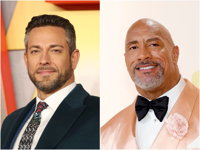 <p>Zachary Levi (left) and Dwayne Johnson</p>