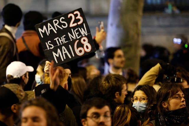 <p>Protestors at Place de la Republique, Paris, on 21 March 2023</p>