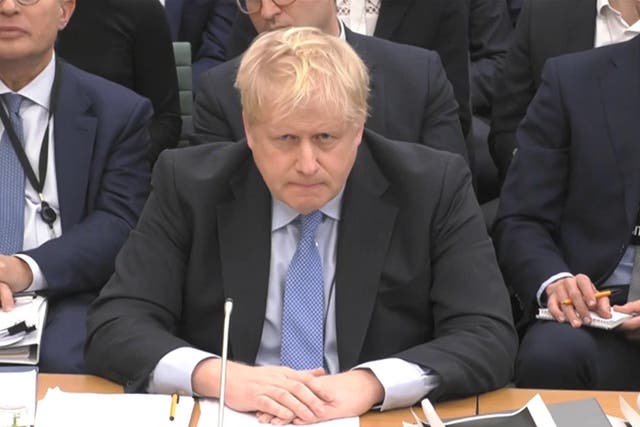 Boris Johnson has been giving evidence to the Privileges Committee at the House of Commons in London (House of Commons/UK Parliament/PA)