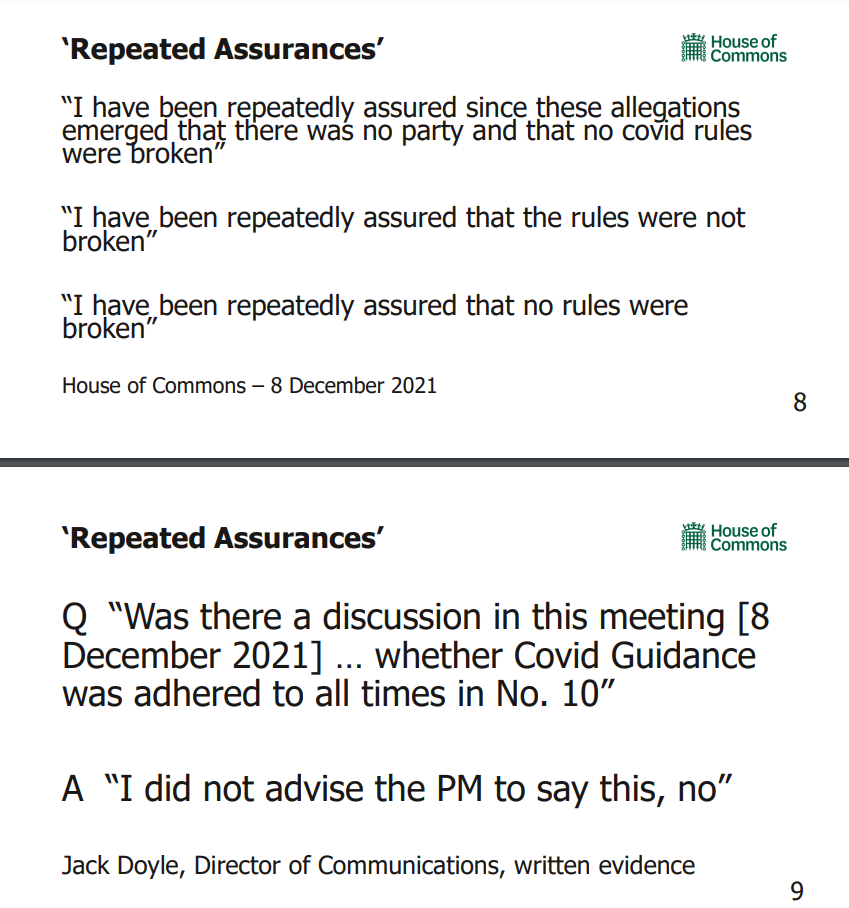 Boris Johnson said he had been repeatedly assured rules were not broken but a senior aide denies having advised him to say so