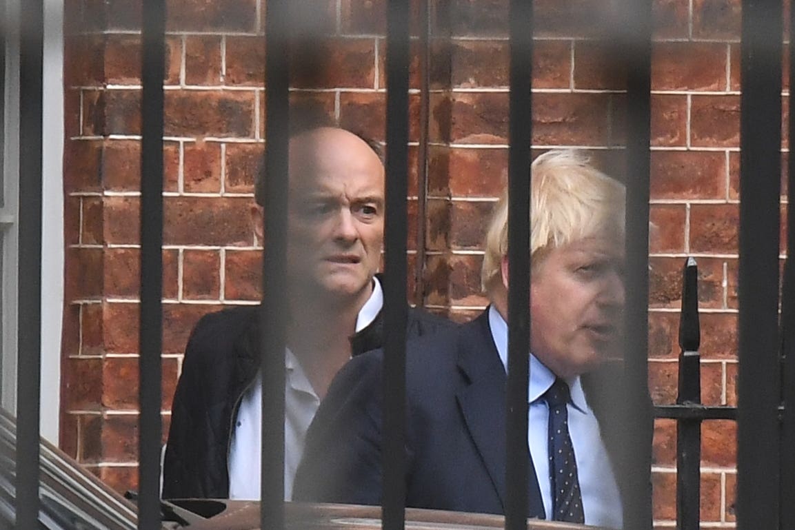 Boris Johnson with then-senior aide Dominic Cummings at No 10 in 2019