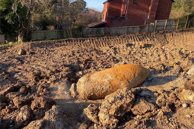 An unexploded Second World War bomb was found in Exeter in February 2021 (Ministry of Defence/PA)