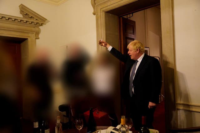 <p>Boris Johnson at a lockdown gathering in 10 Downing Street </p>