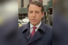 Anchor laughs as Law & Order revealed to be filming near Trump grand jury court