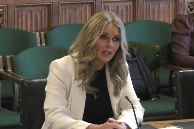 <p>Carol Vorderman, who is patron of Menopause Mandate, appeared before the Women and Equalities Committee (House of Commons/UK Parliament/PA)</p>