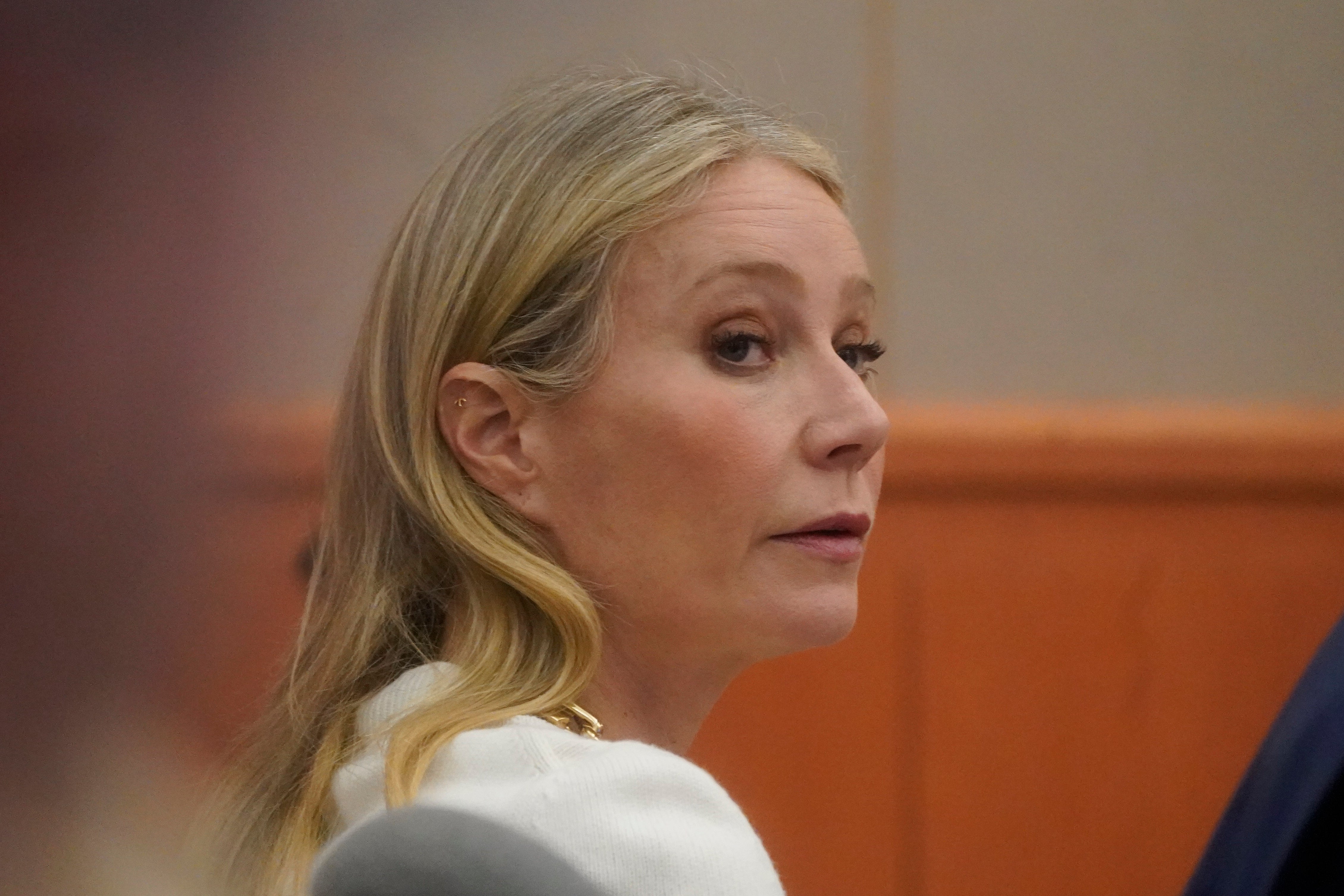 Actor Gwyneth Paltrow looks on as she sits in the courtroom on Wednesday, March 22, 2023, in Park City, Utah