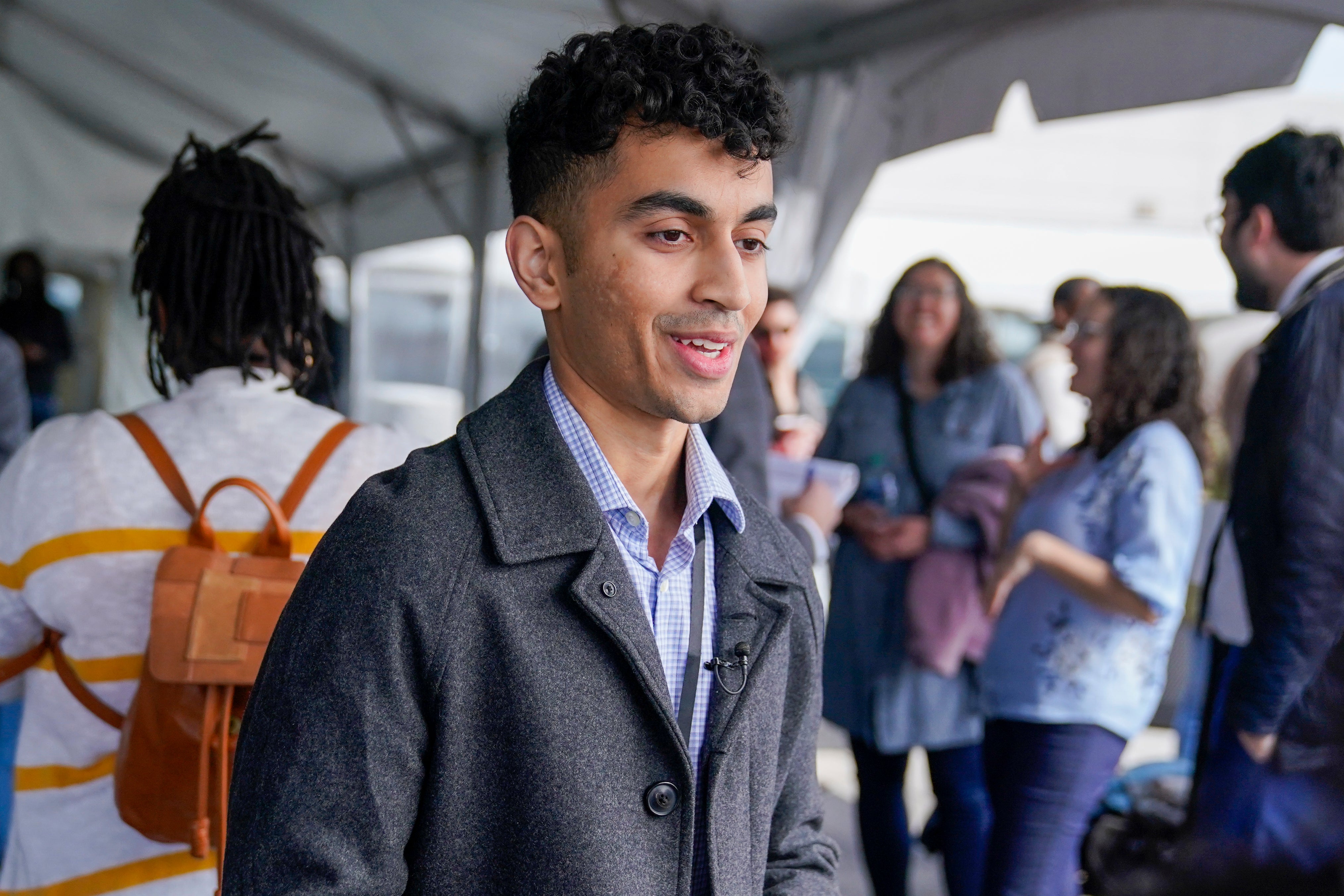 TikTok influencer Gohar Khan speaks during a media availability, Wednesday, March 22, 2023, in Washington.