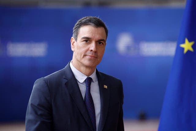 <p>Sanchez arriving in Brussels this morning for a EU summit</p>
