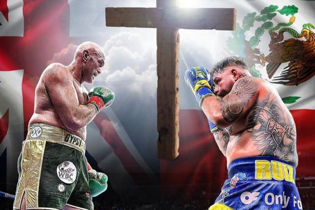 <p>A poster shared by Andy Ruiz Jr (right), teasing a potential fight with Tyson Fury</p>
