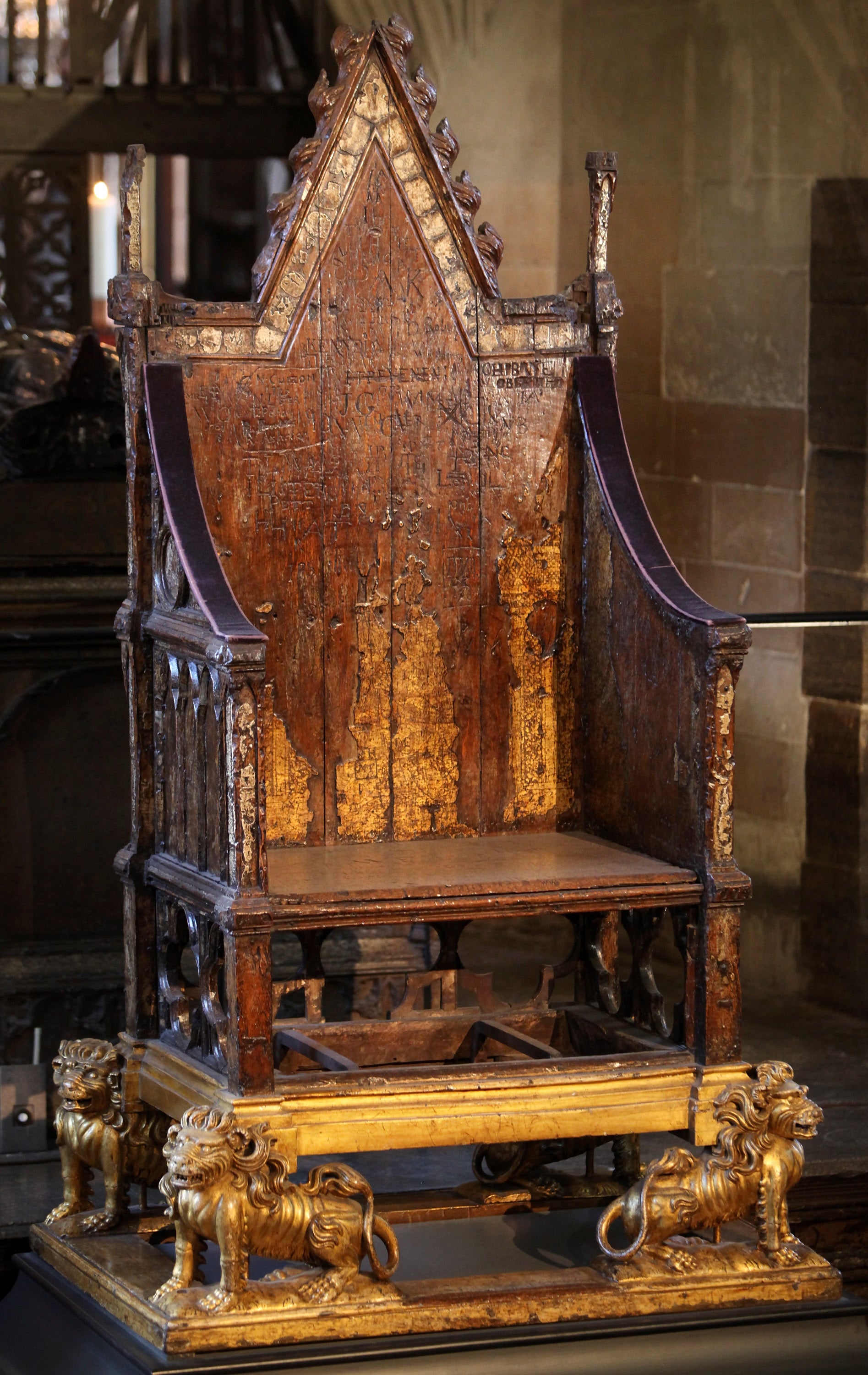 A general view of the Coronation Chair in Westminster Abbey on which King Henry VIII was throned in 1509
