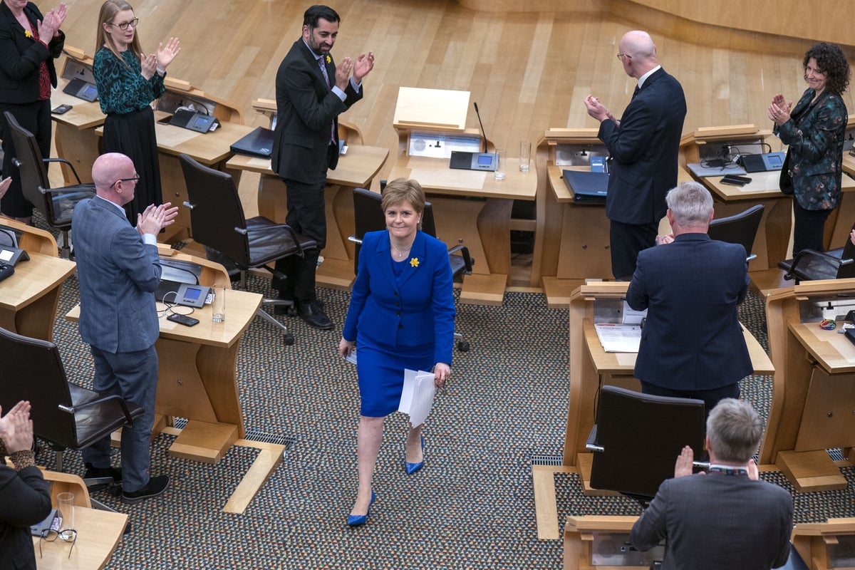 Tearful Nicola Sturgeon given standing ovation after last Holyrood speech as first minister