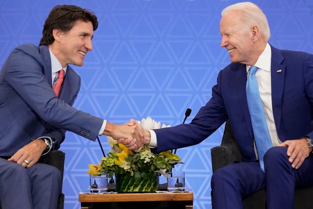 <p>Joe Biden and Justin Trudeau </p>
