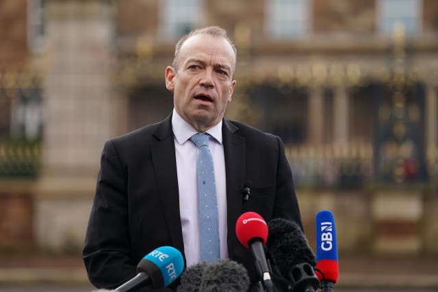 Northern Ireland Secretary Chris Heaton-Harris speaking to the media at Hillsborough Castle after his meetings with Stormont leaders (Brian Lawless/PA)