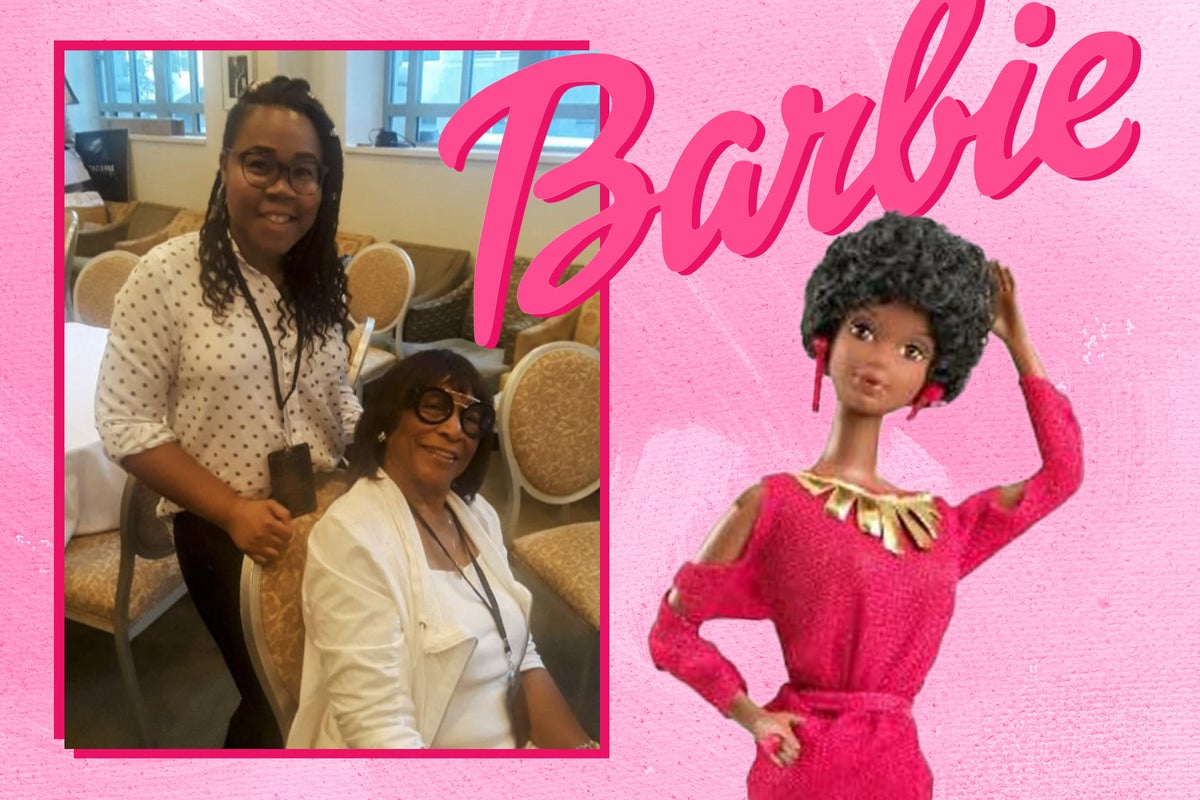 black barbie pink dress Barbie Pink Collection African American Doll in Long Fuchsia Dress Mattel HBX96