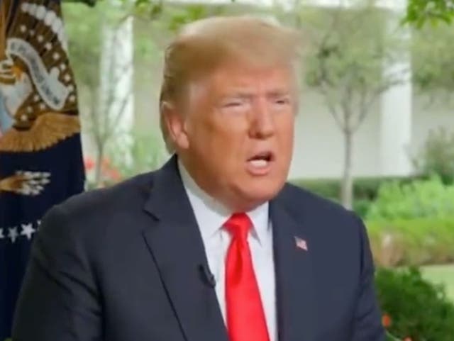 <p>Donald Trump appears in a 2018 interview</p>