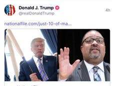 Trump offers rambling defence for post showing him wielding baseball bat next to Alvin Bragg’s head