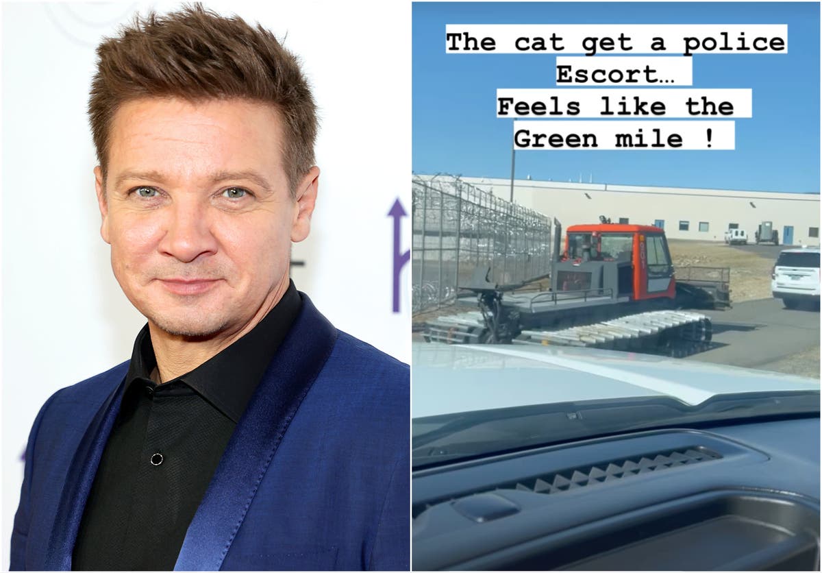 Jeremy Renner shares delight as he’s reunited with snowplough that ran him over