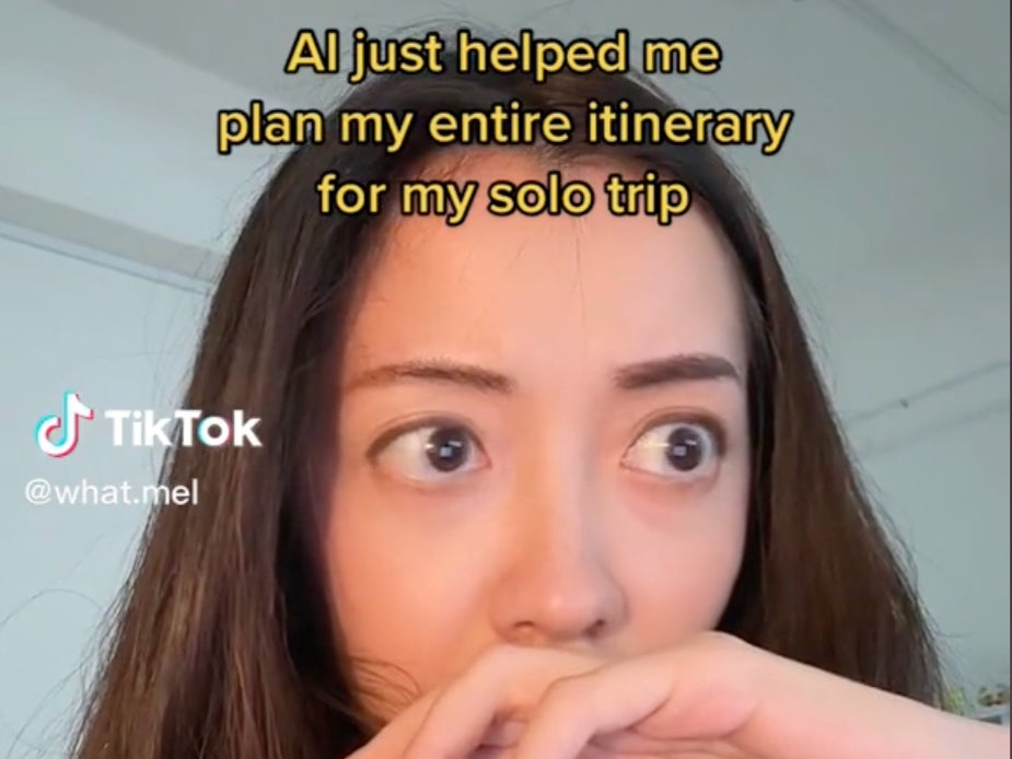 A screengrab from the woman’s TikTok sharing her AI experience