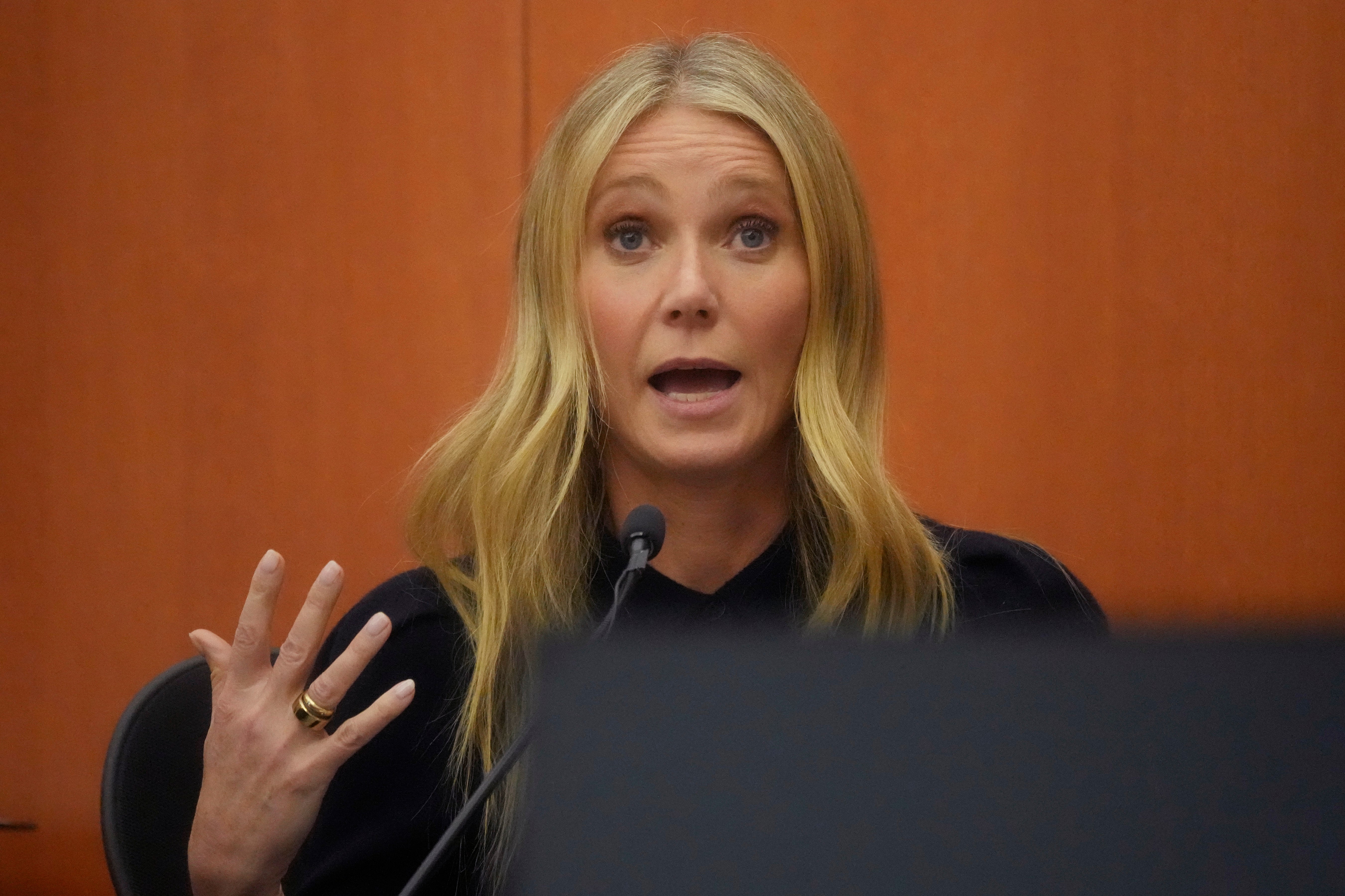 Gwyneth Paltrow gives testimony in the courtroom in Park City, Utah this week
