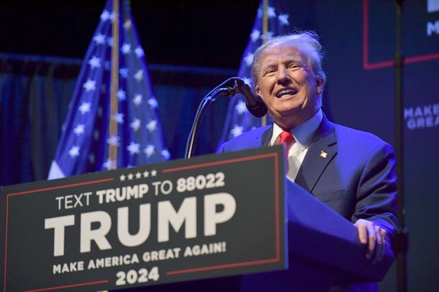 <p>Donald Trump speaks at a campaign event in Davenport, Iowa earlier this month. He is holding a rally in Waco, Texas on Saturday night </p>