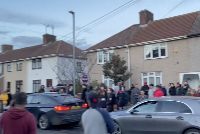 <p>Dozens of people queue down street to view two-bedroom house in East London</p>