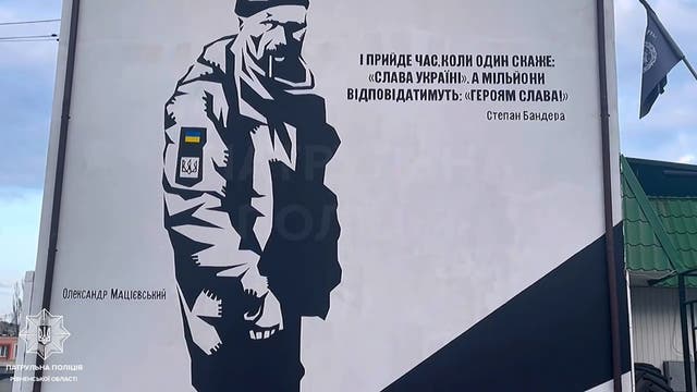 <p>Mural of Ukrainian soldier killed by Russian troops painted on police station</p>