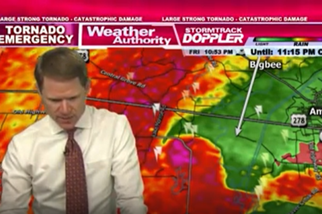 <p>Overwhelmed weatherman prays as Mississippi tornado news comes in on live TV</p>