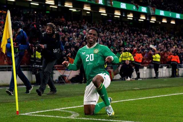 Republic of Ireland striker Chiedozie Ogbene has enjoyed a remarkable rise to the international stage (Brian Lawless/PA)